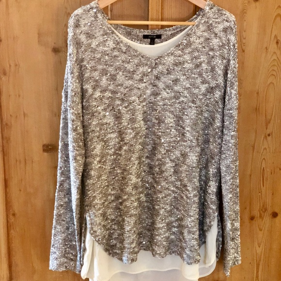 Apt. 9 Tops - Silver Sequined “party” top